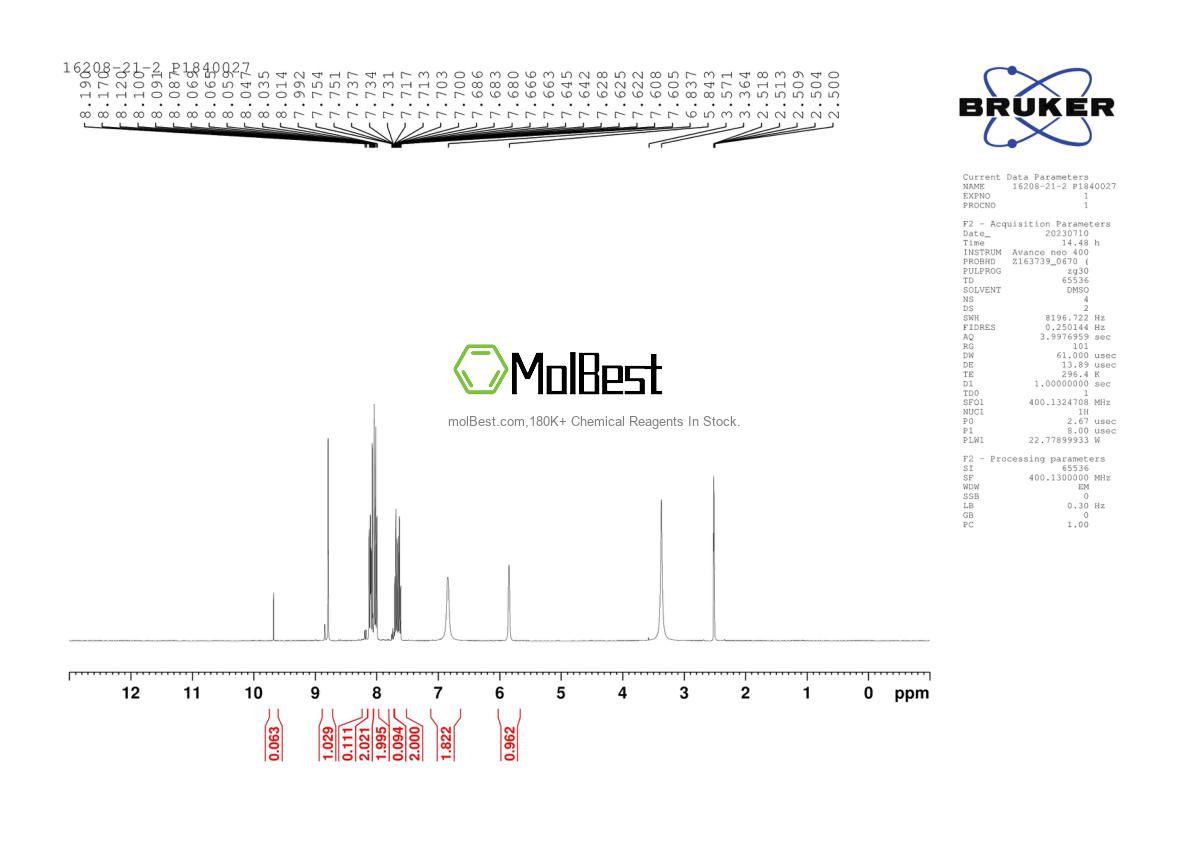 Spektrum pengujian sampel fisik (NMR) 16208-21-2
