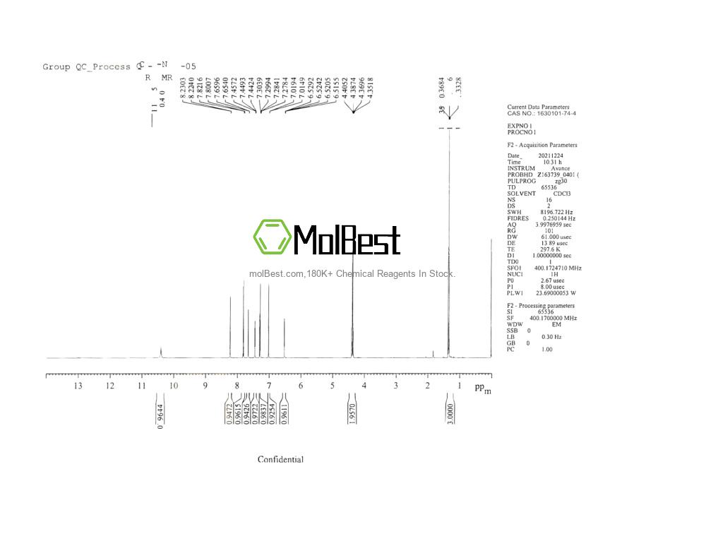 Physical sample testing spectrum (NMR) of 1630101-74-4