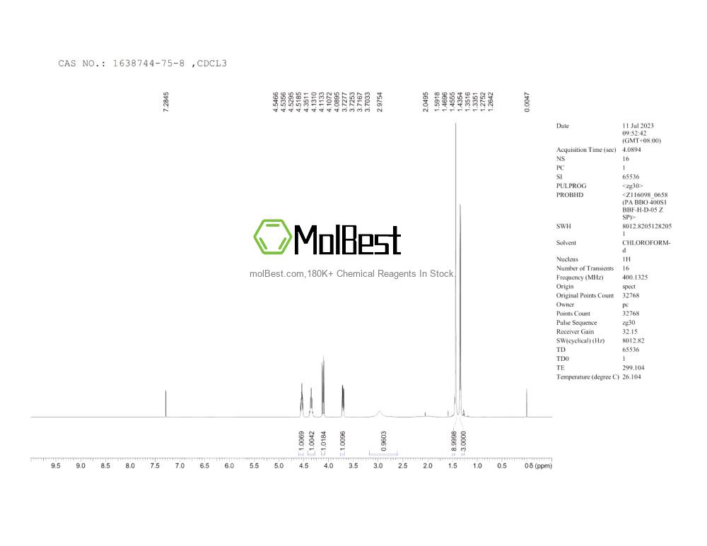 Physical sample testing spectrum (NMR) of 1638744-75-8
