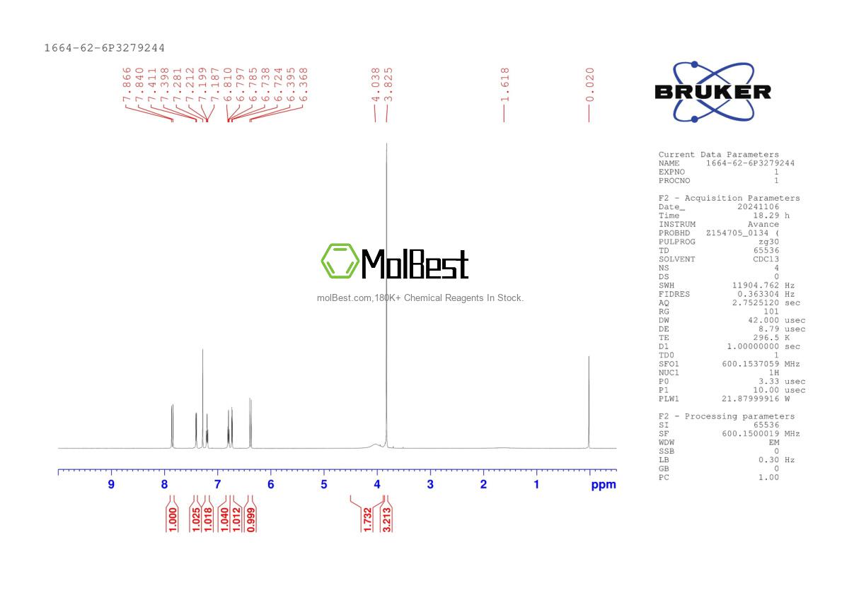Physical sample testing spectrum (NMR) of 1664-62-6