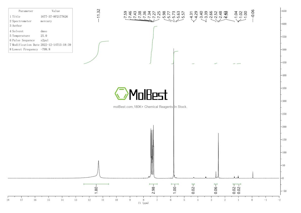 Spektrum pengujian sampel fisik (NMR) 1677-37-8