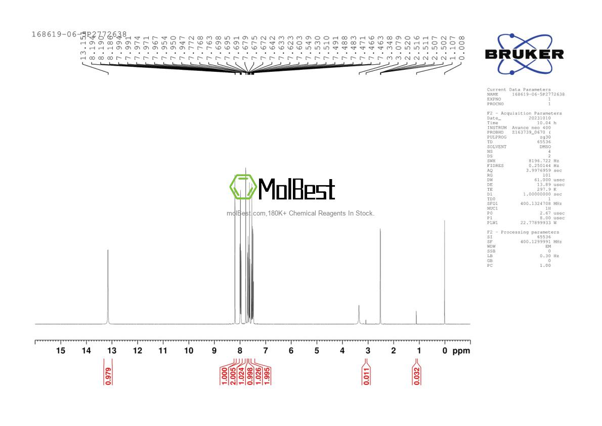 Spektrum pengujian sampel fisik (NMR) 168619-06-5