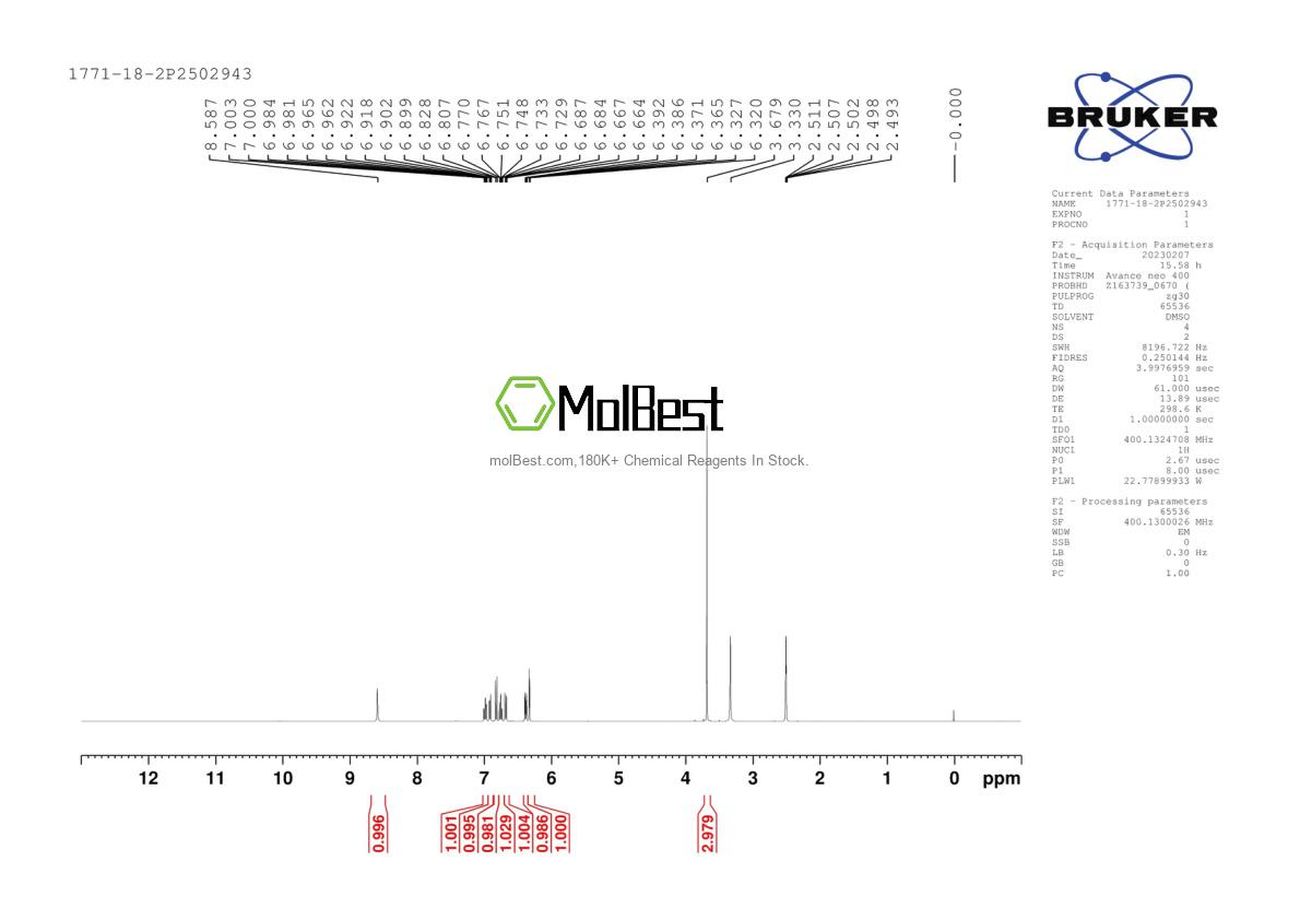 Physical sample testing spectrum (NMR) of 1771-18-2