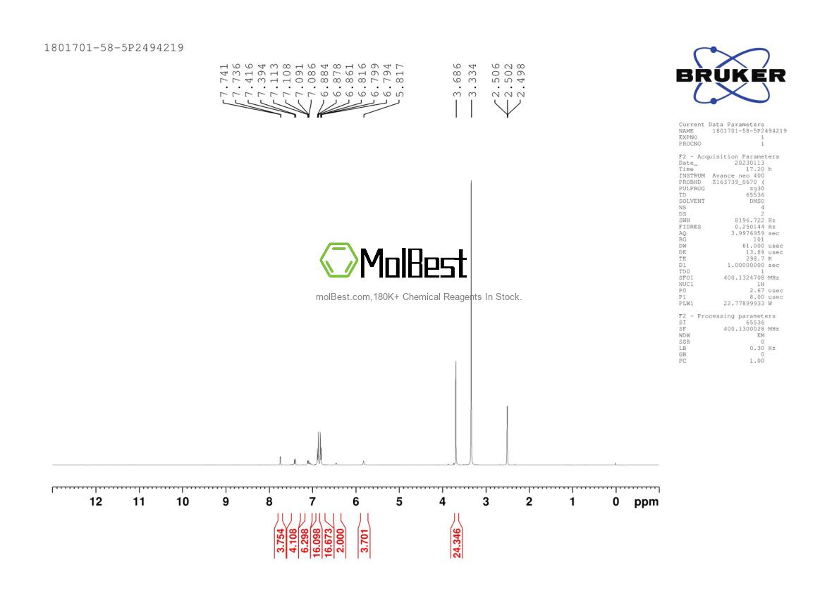 Physical sample testing spectrum (NMR) of 1801701-58-5