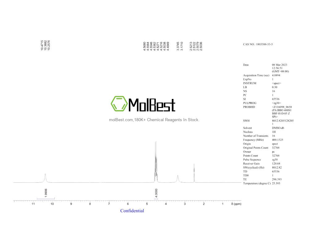 Physical sample testing spectrum (NMR) of 1803588-53-5