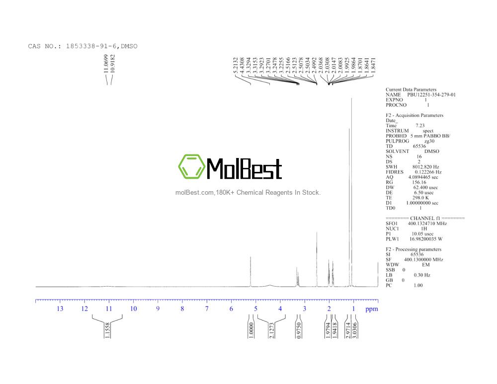 Physical sample testing spectrum (NMR) of 1853338-91-6