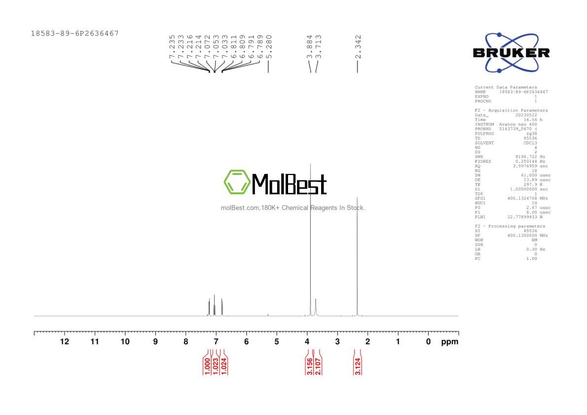 Physical sample testing spectrum (NMR) of 18583-89-6
