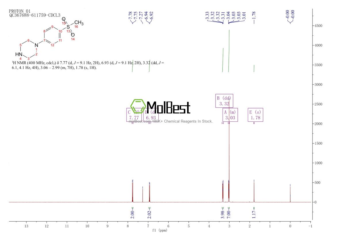 Спектр анализа физического образца (ЯМР) для 187669-60-9