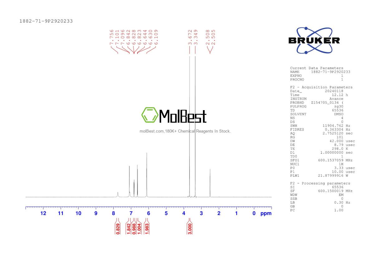 Physical sample testing spectrum (NMR) of 1882-71-9