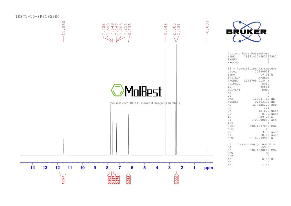 Physical sample testing spectrum (NMR) of 18871-10-8