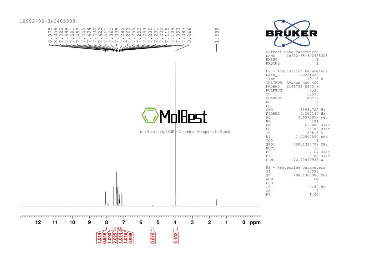 Спектр анализа физического образца (ЯМР) для 18992-85-3
