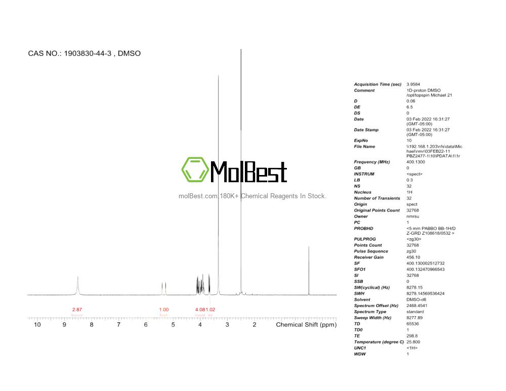 Physical sample testing spectrum (NMR) of 1903830-44-3
