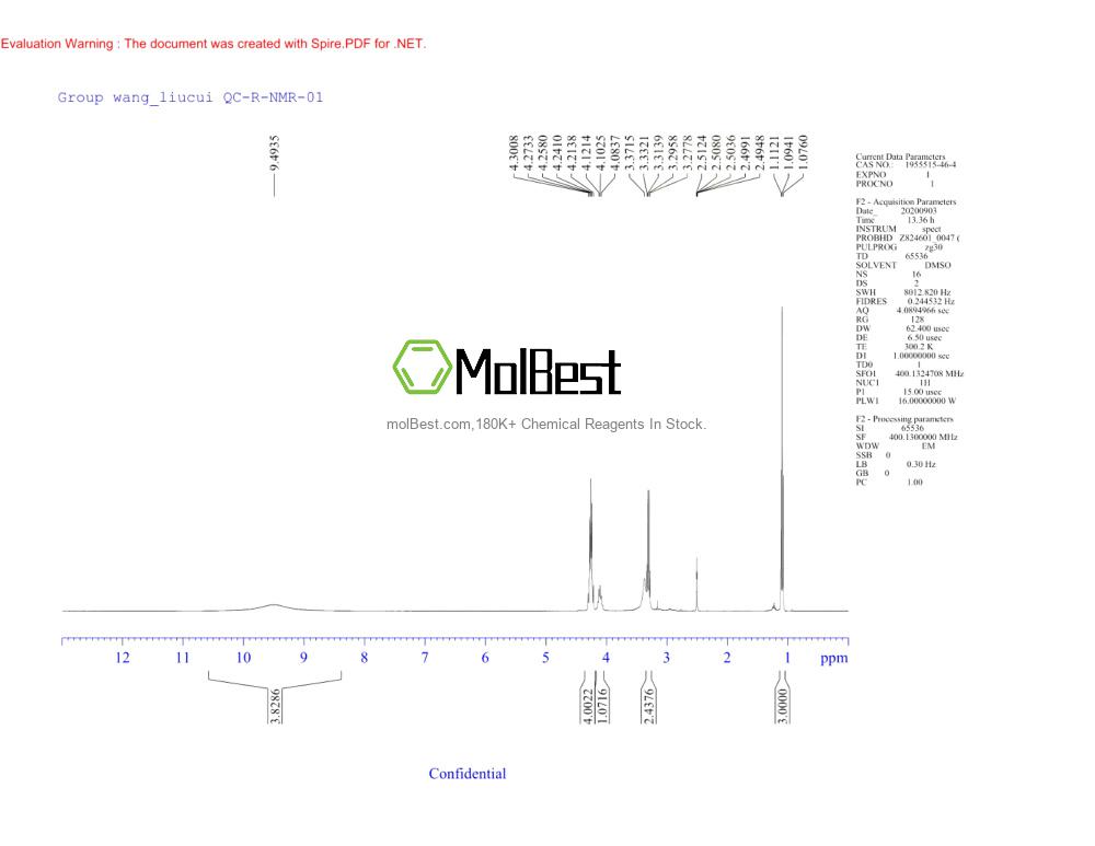 Physical sample testing spectrum (NMR) of 1955515-46-4