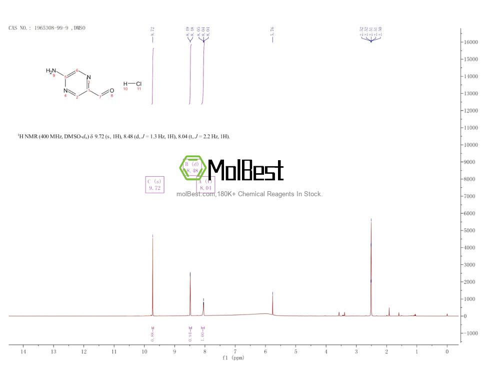 Physical sample testing spectrum (NMR) of 1965308-99-9