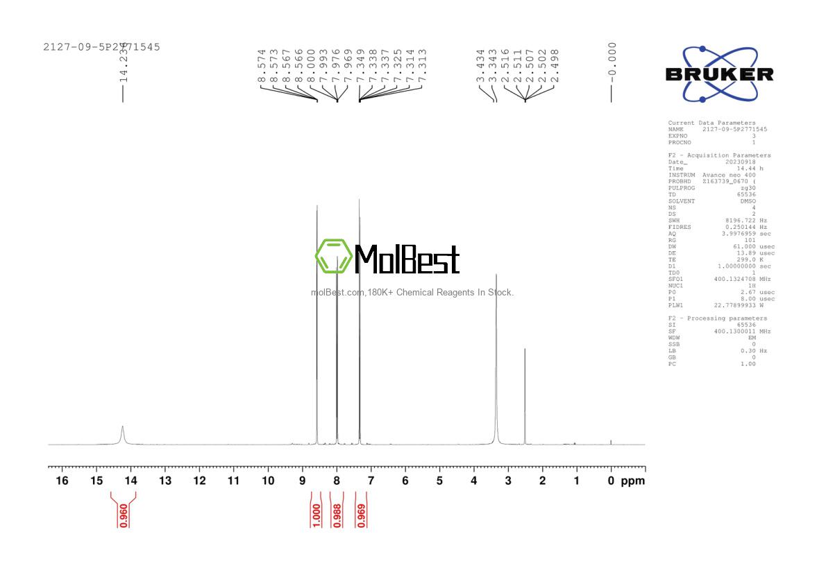 Espectro de prueba de muestra física (RMN) de 2127-09-5