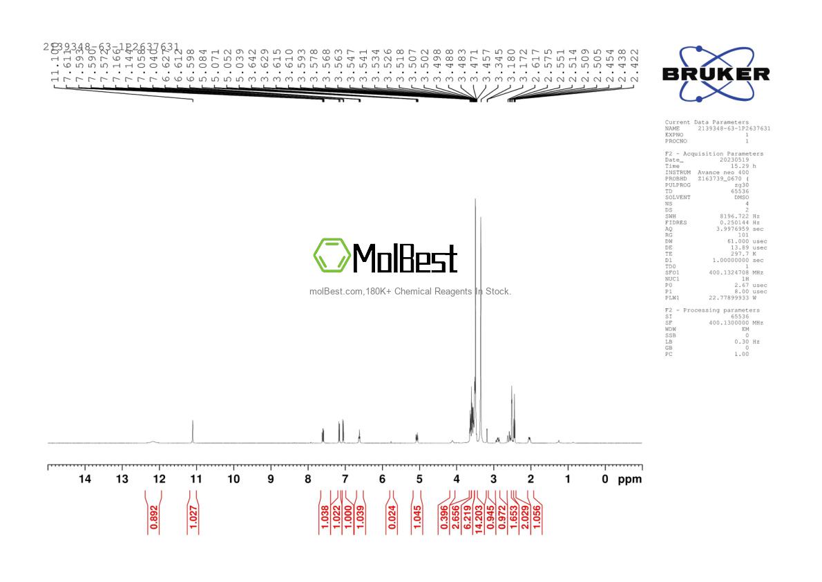 Physical sample testing spectrum (NMR) of 2139348-63-1