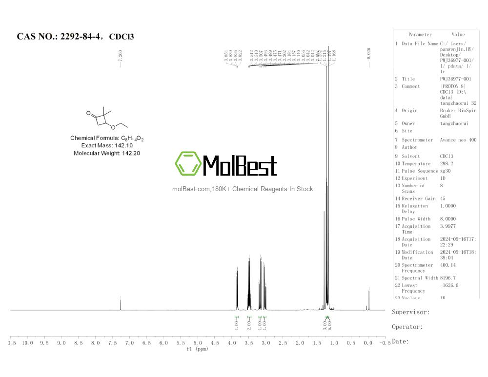 Espectro de prueba de muestra física (RMN) de 2292-84-4