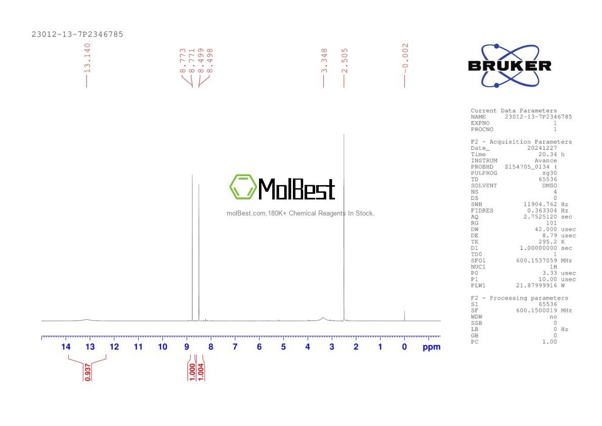 Physical sample testing spectrum (NMR) of 23012-13-7
