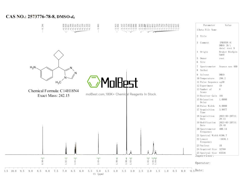 Espectro de teste de amostra física (NMR) de 2573776-78-8
