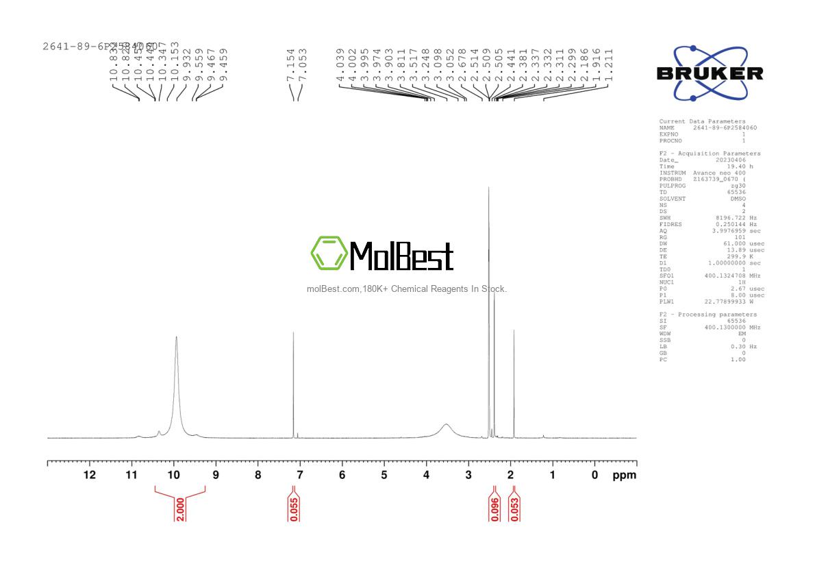 Спектр анализа физического образца (ЯМР) для 2641-89-6