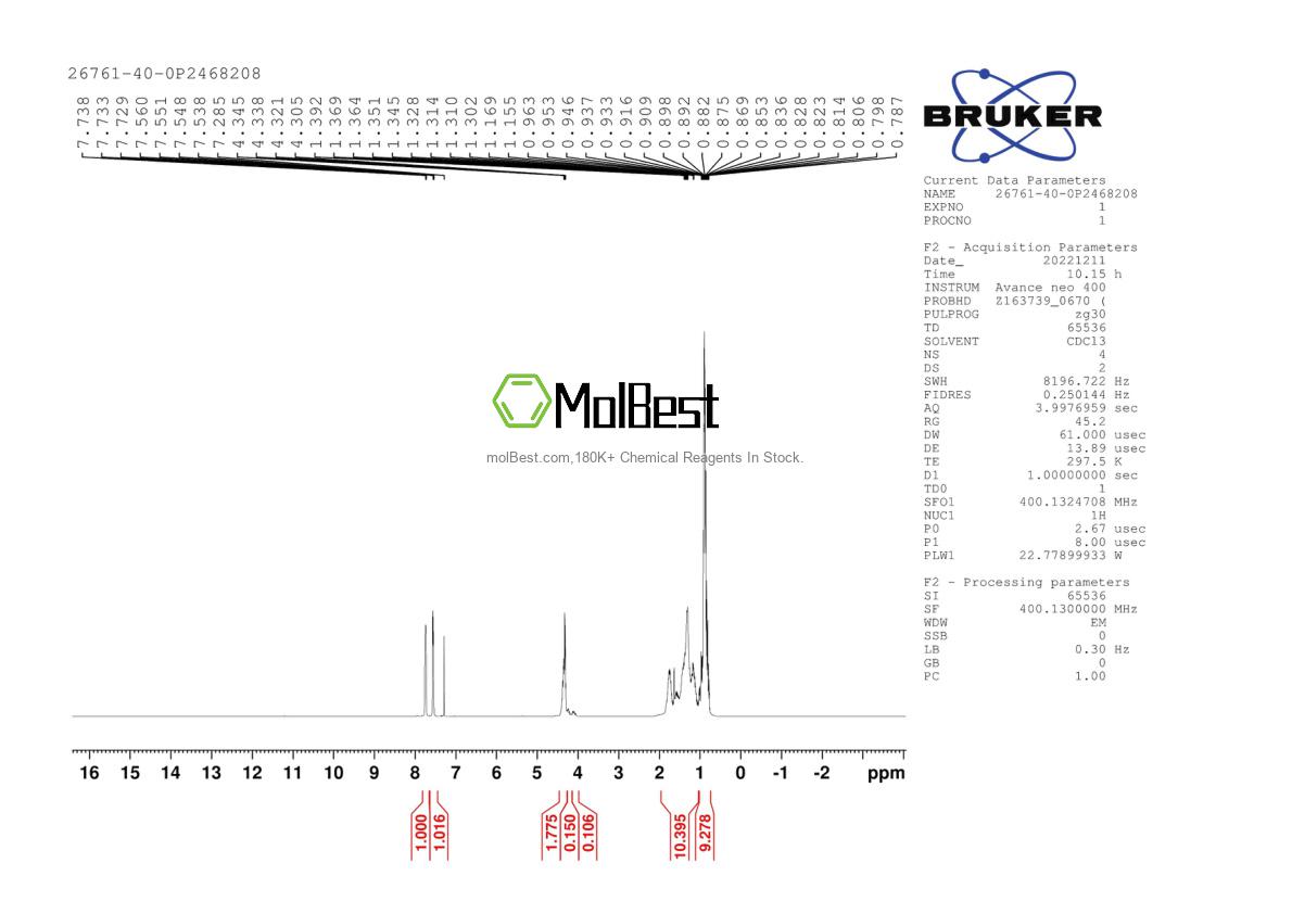 Espectro de teste de amostra física (NMR) de 26761-40-0