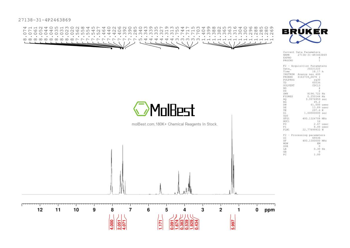 Espectro de prueba de muestra física (RMN) de 27138-31-4