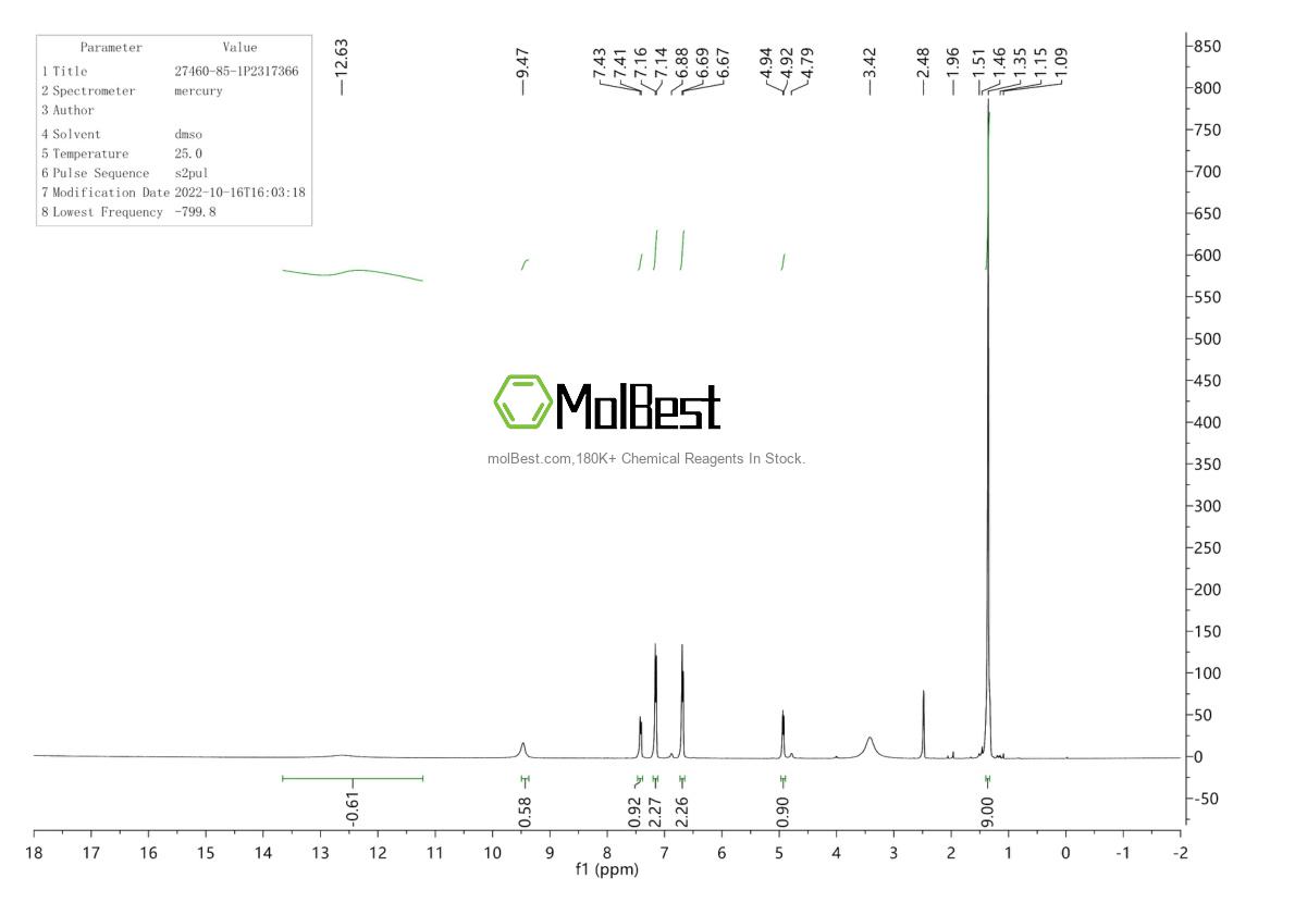 Espectro de teste de amostra física (NMR) de 27460-85-1