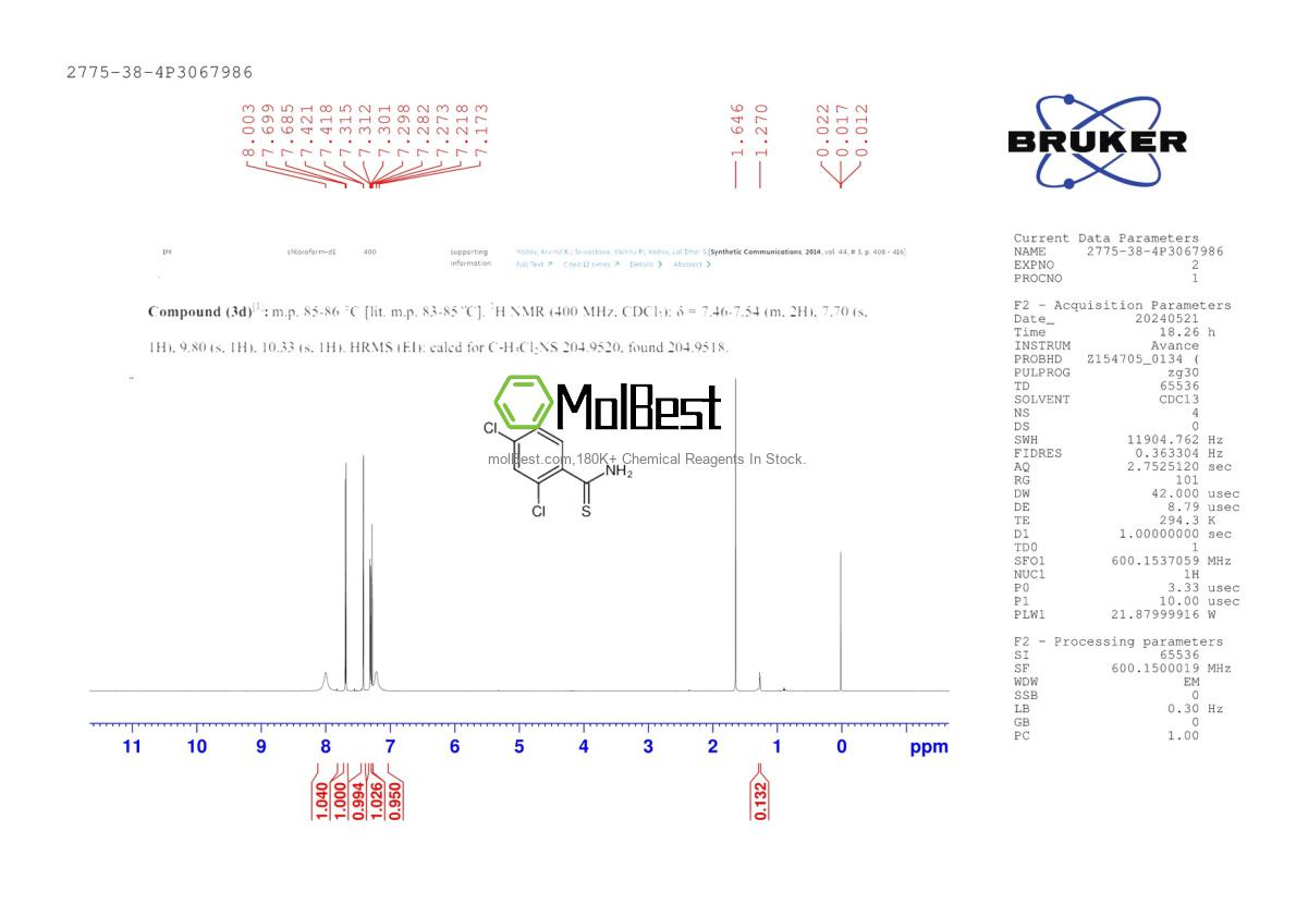 Spektrum pengujian sampel fisik (NMR) 2775-38-4