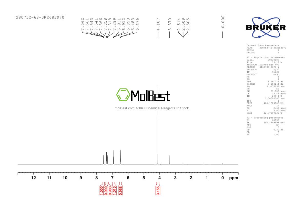 Spektrum pengujian sampel fisik (NMR) 280752-68-3