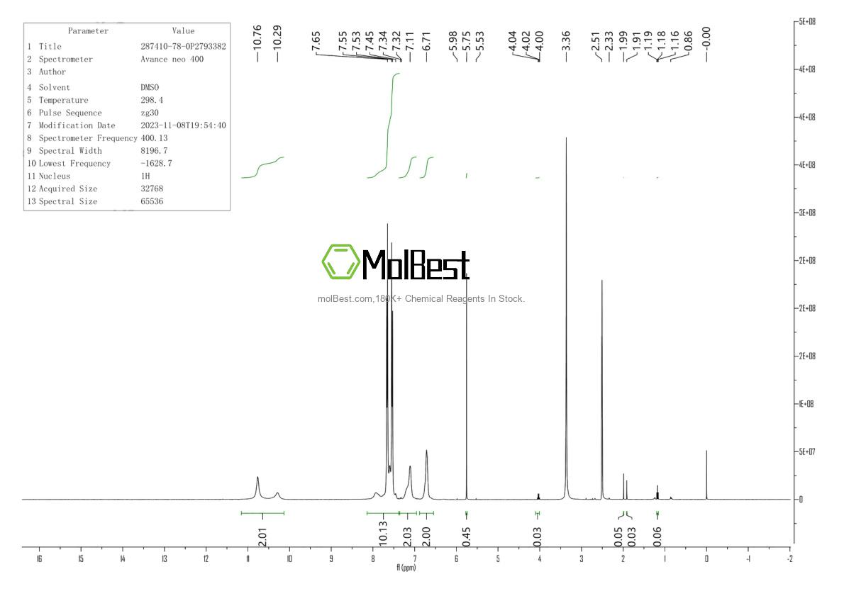 Physical sample testing spectrum (NMR) of 287410-78-0