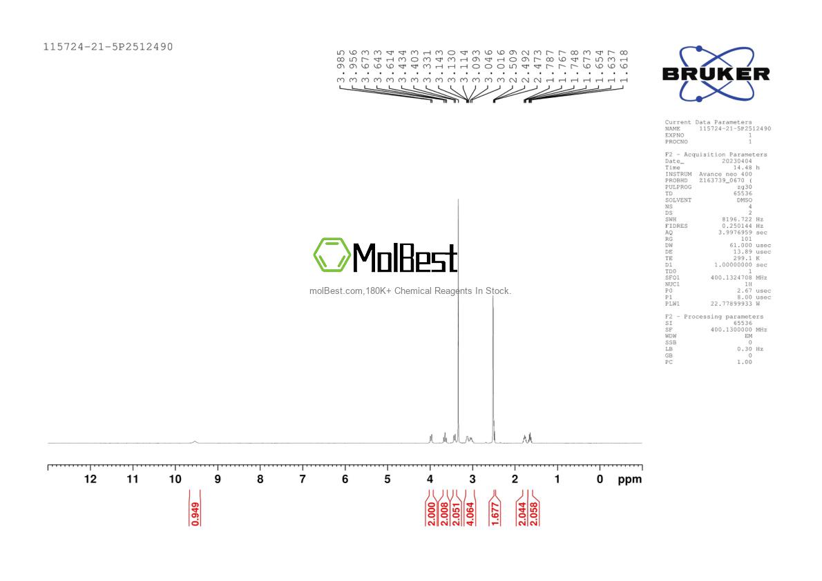 Espectro de prueba de muestra física (RMN) de 295-37-4