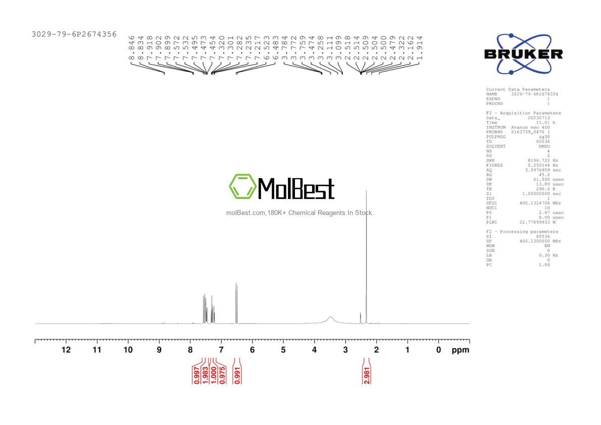 Physical sample testing spectrum (NMR) of 3029-79-6