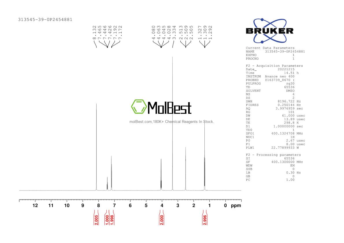 Spektrum pengujian sampel fisik (NMR) 313545-39-0
