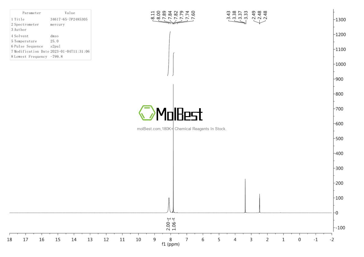 Spektrum pengujian sampel fisik (NMR) 34617-65-7