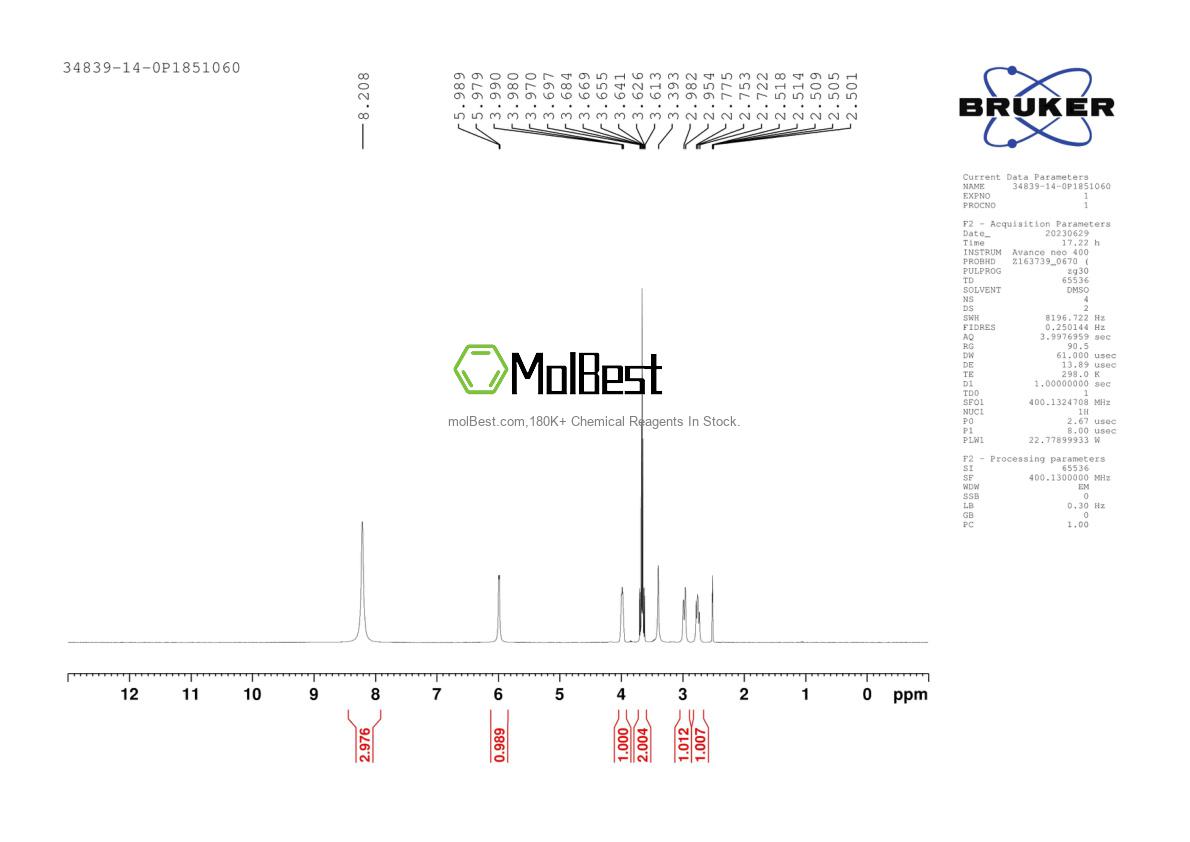 Spektrum pengujian sampel fisik (NMR) 34839-14-0