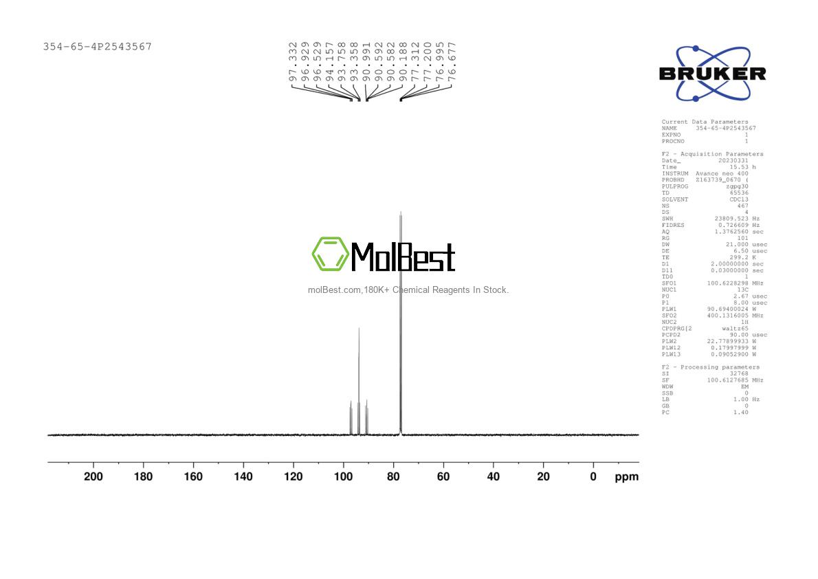 Espectro de teste de amostra física (NMR) de 354-65-4