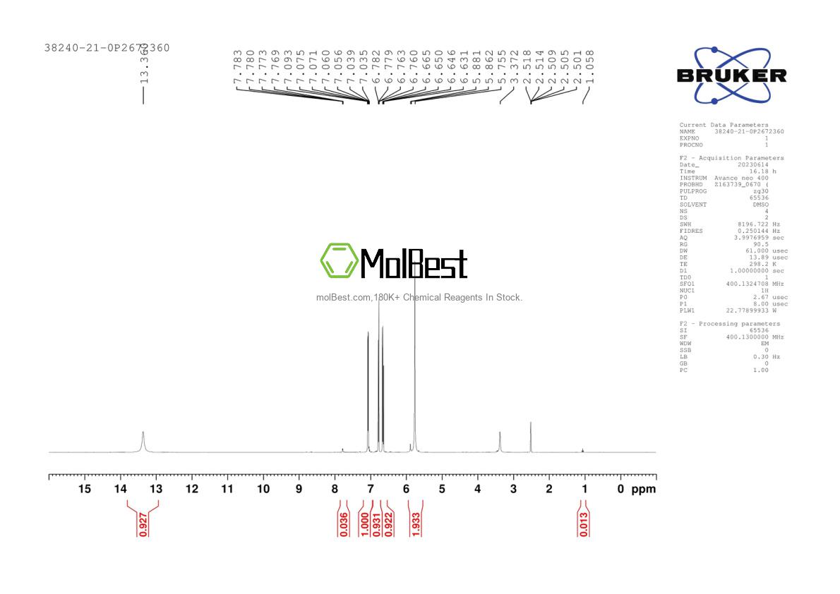 Spektrum pengujian sampel fisik (NMR) 38240-21-0