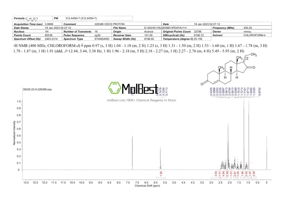 Physical sample testing spectrum (NMR) of 39025-23-5
