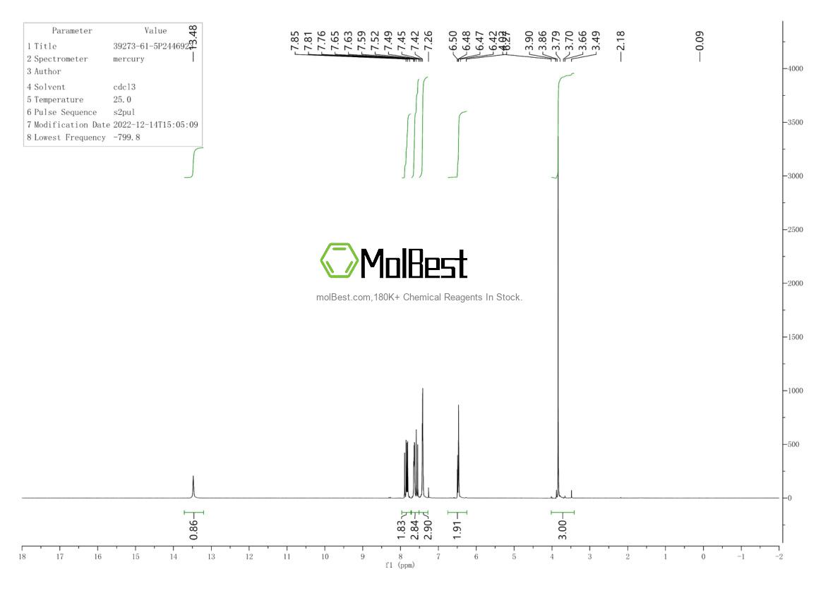 Espectro de teste de amostra física (NMR) de 39273-61-5