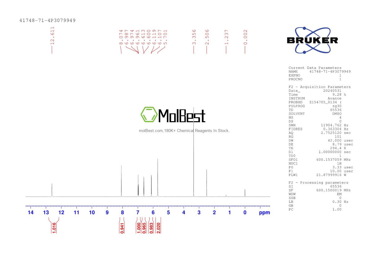 Physical sample testing spectrum (NMR) of 41748-71-4