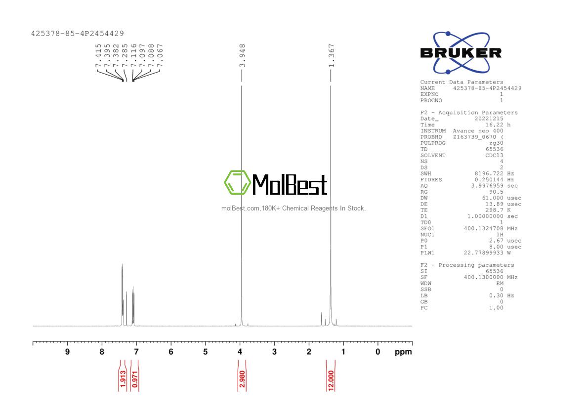 Spektrum pengujian sampel fisik (NMR) 425378-85-4