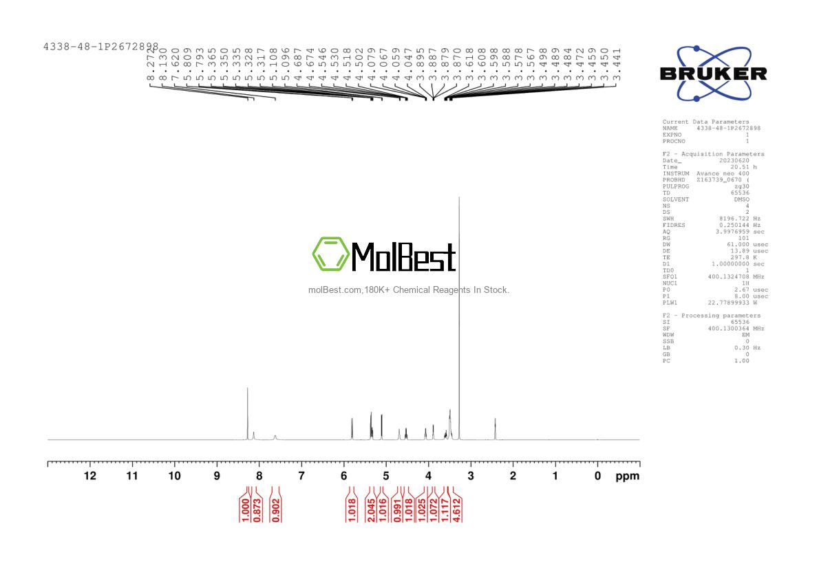 Spektrum pengujian sampel fisik (NMR) 4338-48-1
