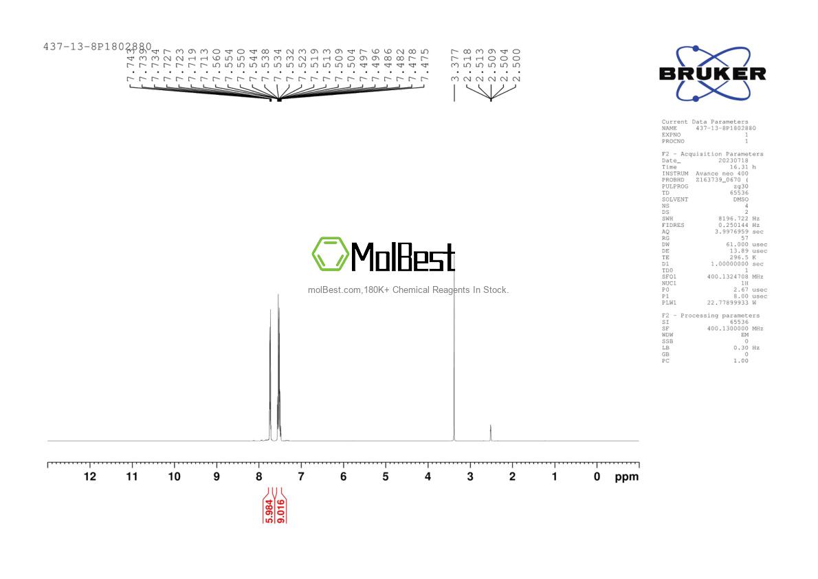 Espectro de teste de amostra física (NMR) de 437-13-8