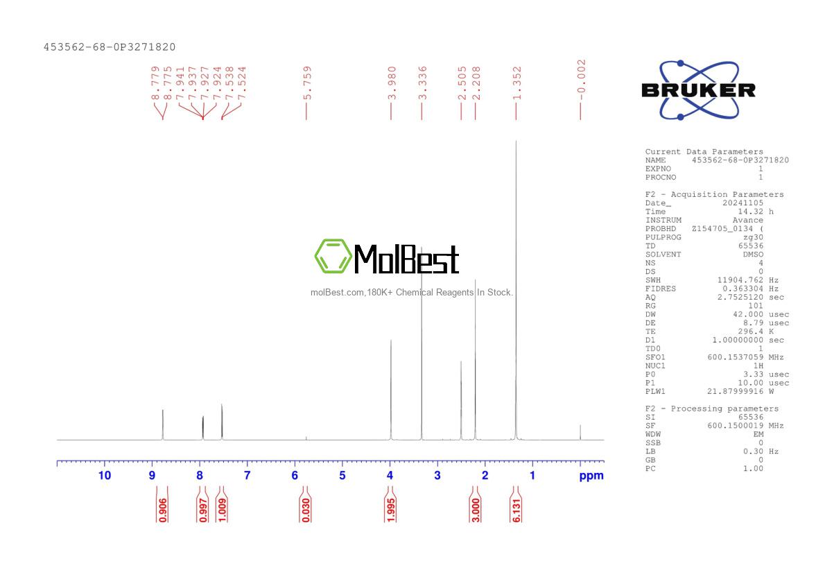 453562-68-0 fiziksel numune test spektrumu (NMR)