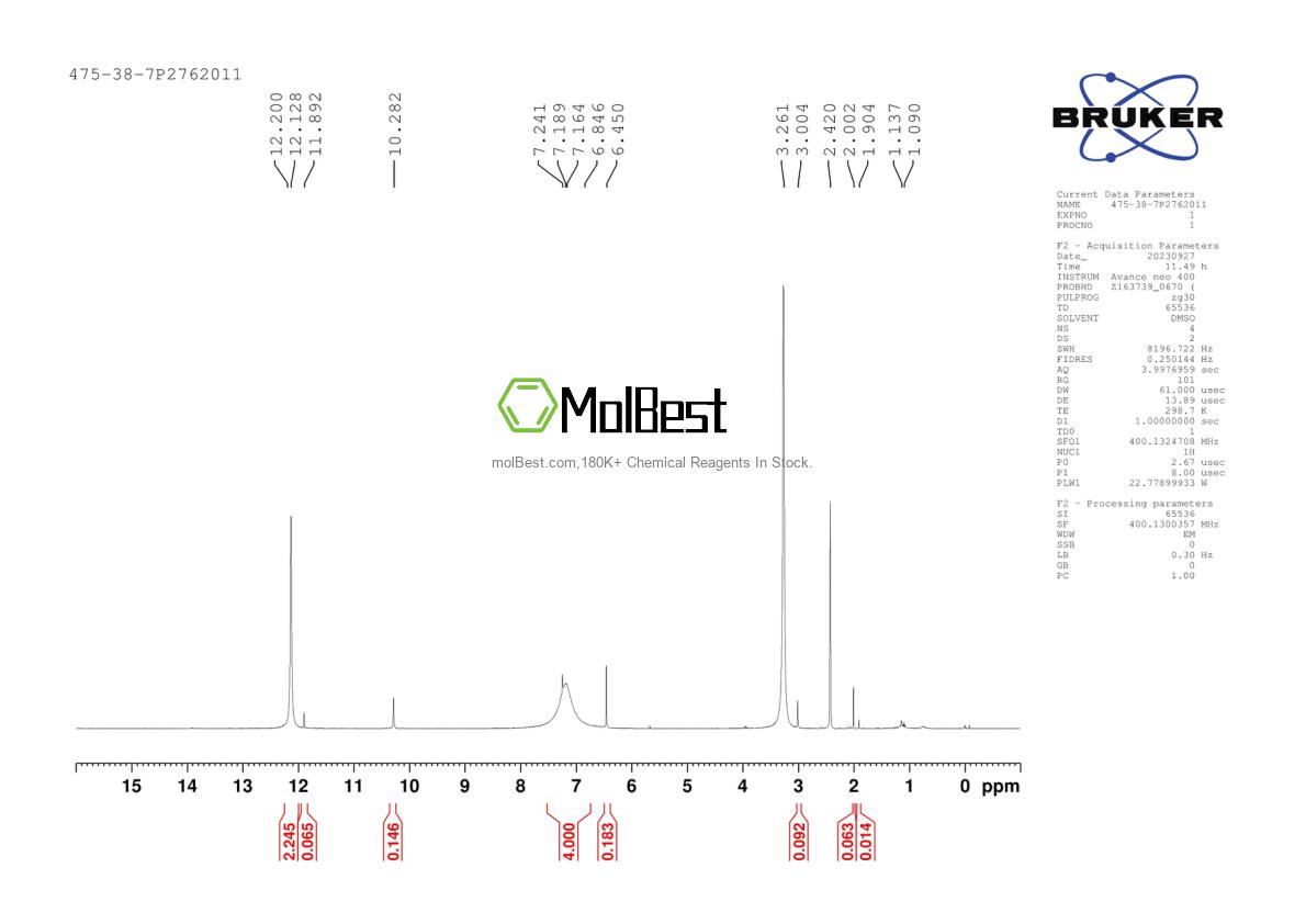 Spektrum pengujian sampel fisik (NMR) 475-38-7