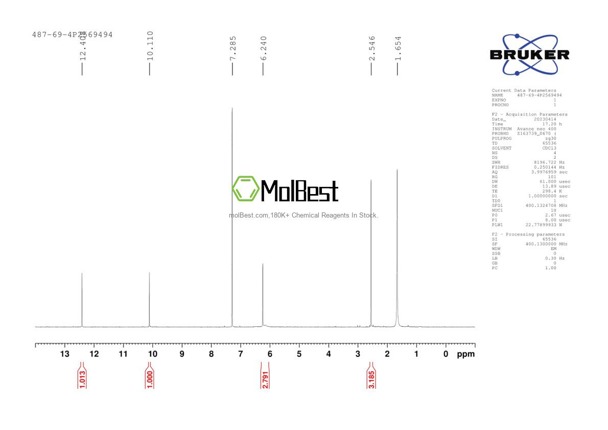 Physical sample testing spectrum (NMR) of 487-69-4