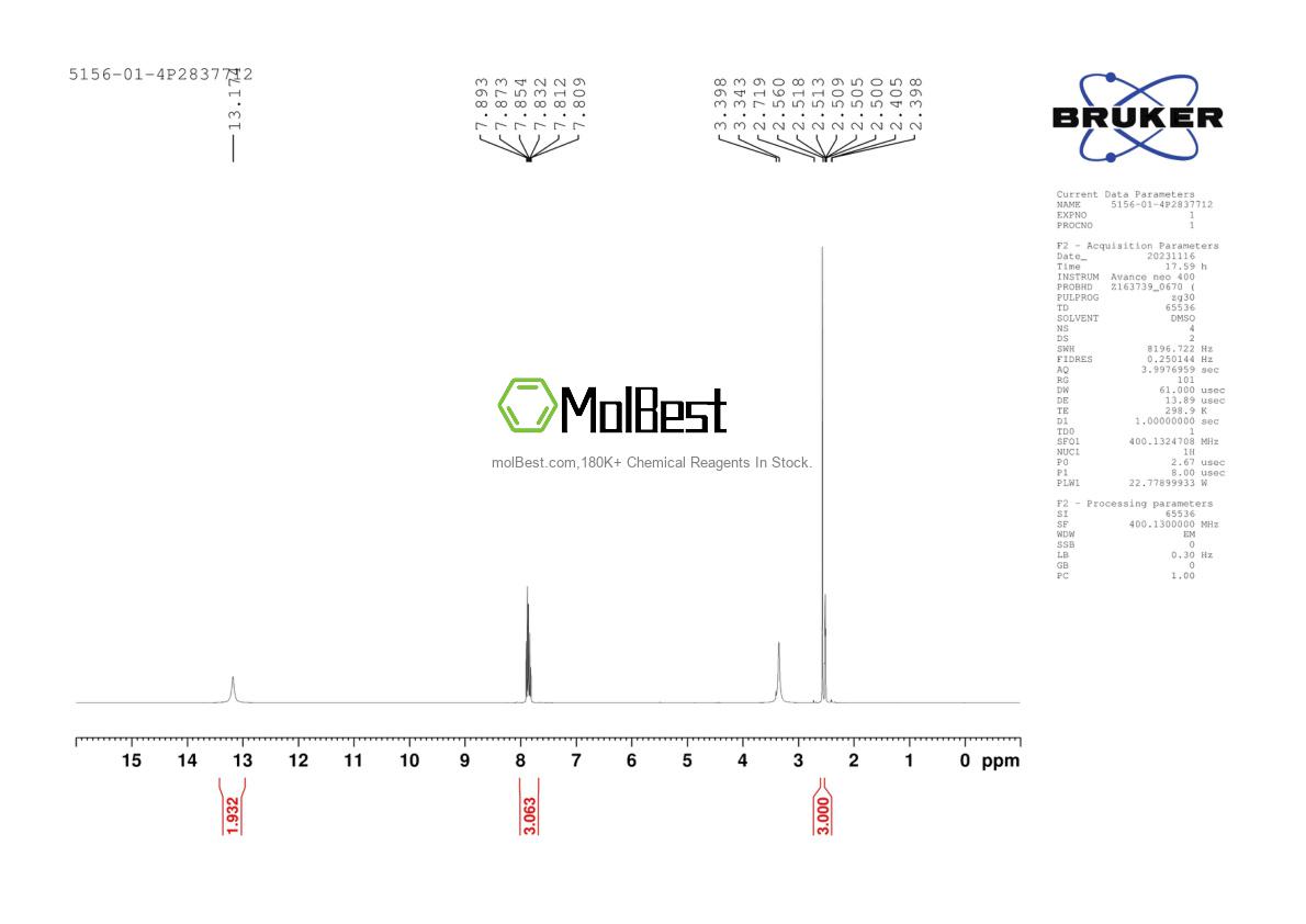Physical sample testing spectrum (NMR) of 5156-01-4