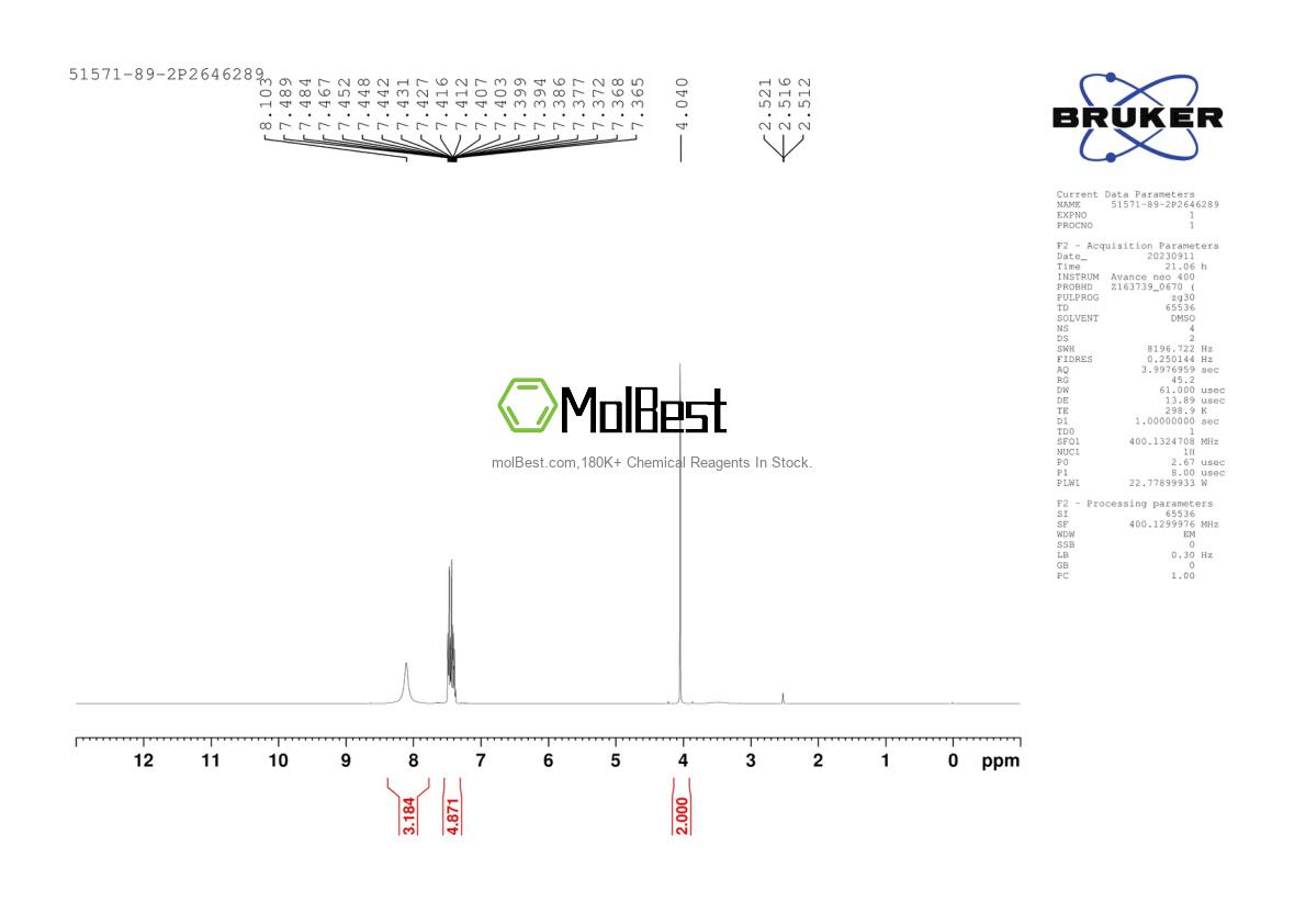 Spektrum pengujian sampel fisik (NMR) 51571-89-2