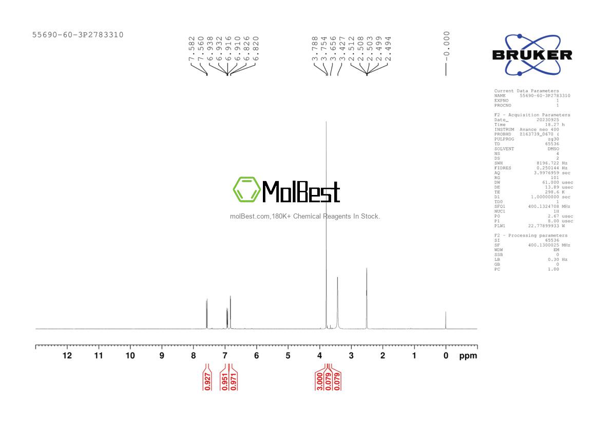 Physical sample testing spectrum (NMR) of 55690-60-3