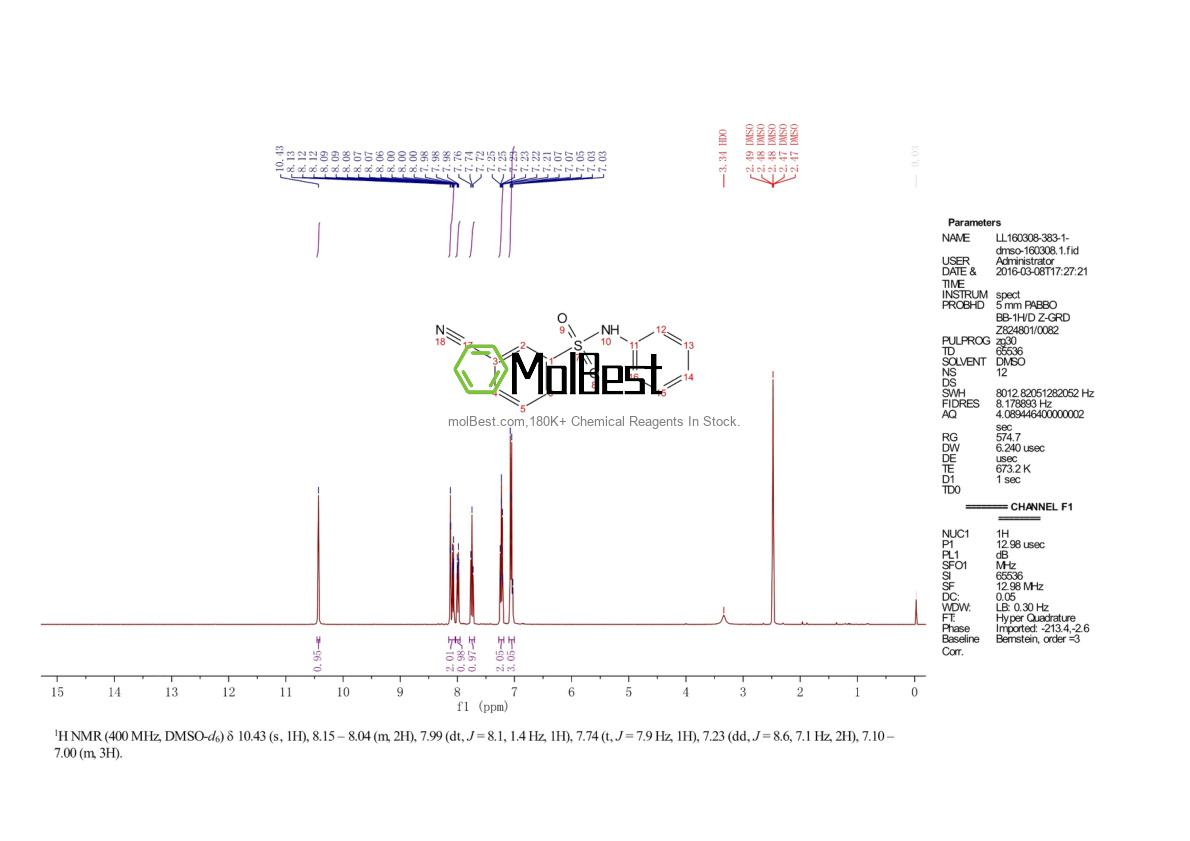 Espectro de teste de amostra física (NMR) de 56542-65-5